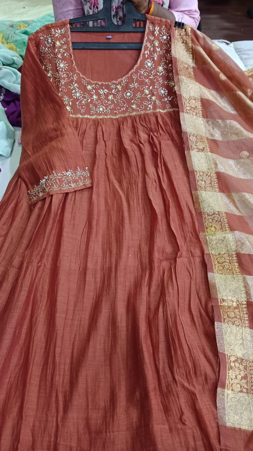 Rust Elegance Anarkali Set