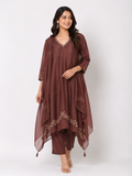 Mul Chanderi Hand work 3-Piece Suit Set