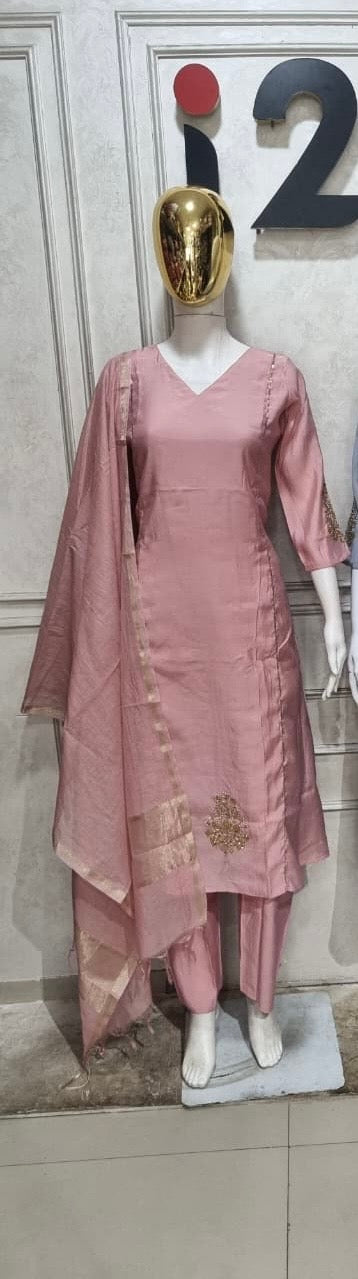 Blush Gulabi Mul Chanderi A-Line Set