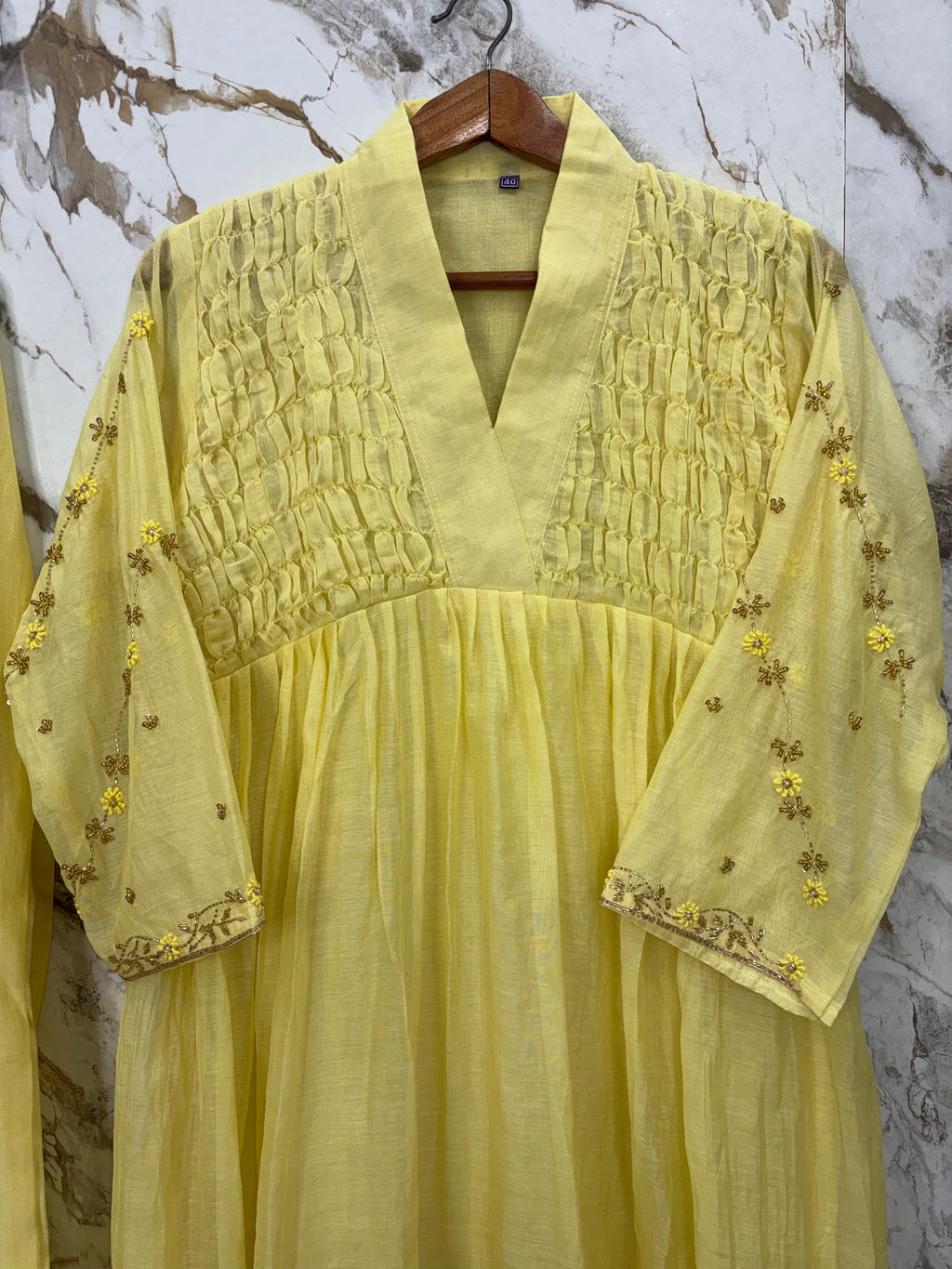 Lemon Yellow Mul Chanderi 3-Piece Set