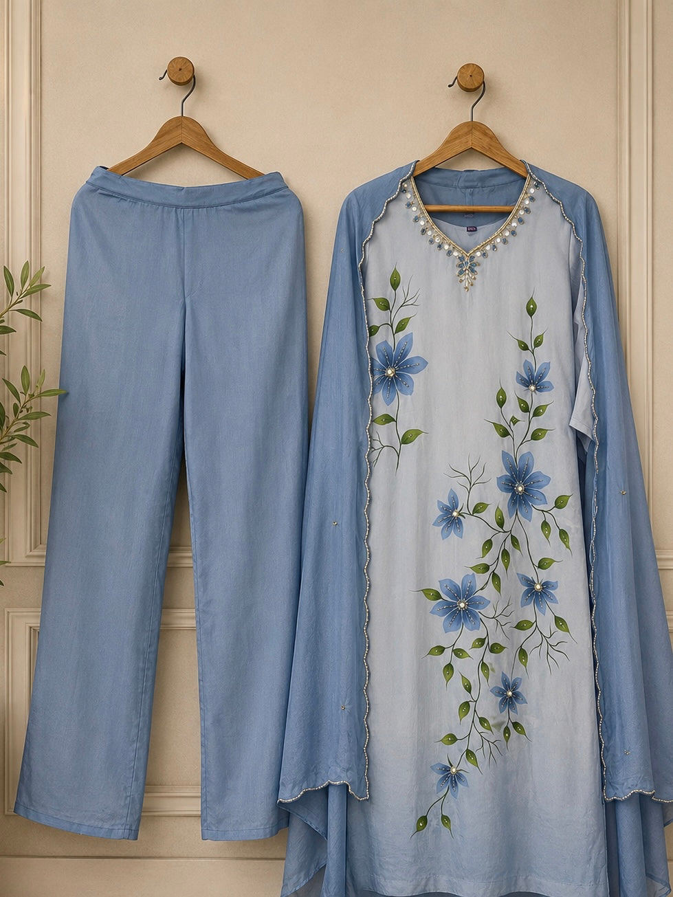 Sky Blue Chinon A-Line 3-Piece Set