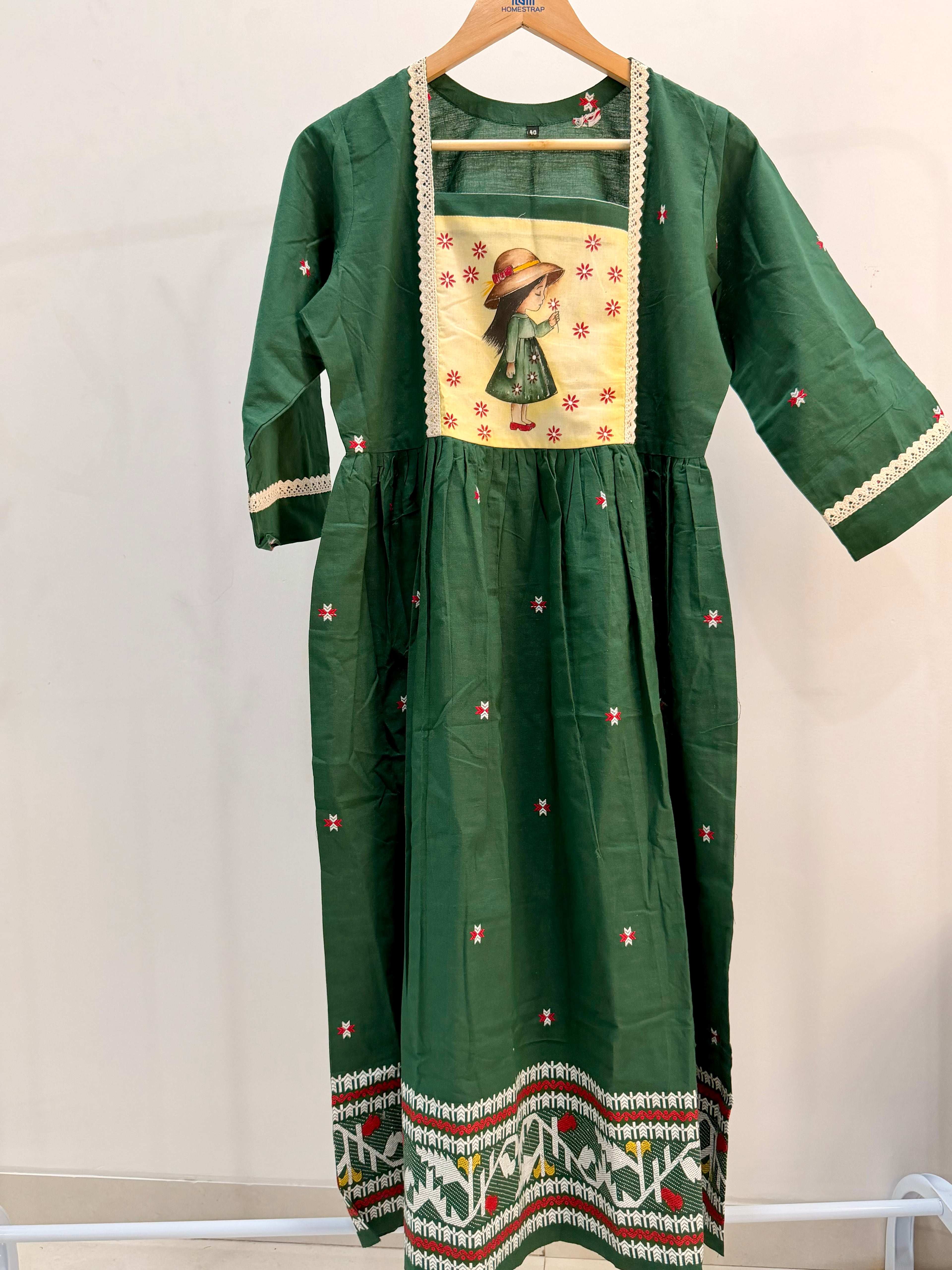 🌿 Forest Green Cotton Dress 🌿