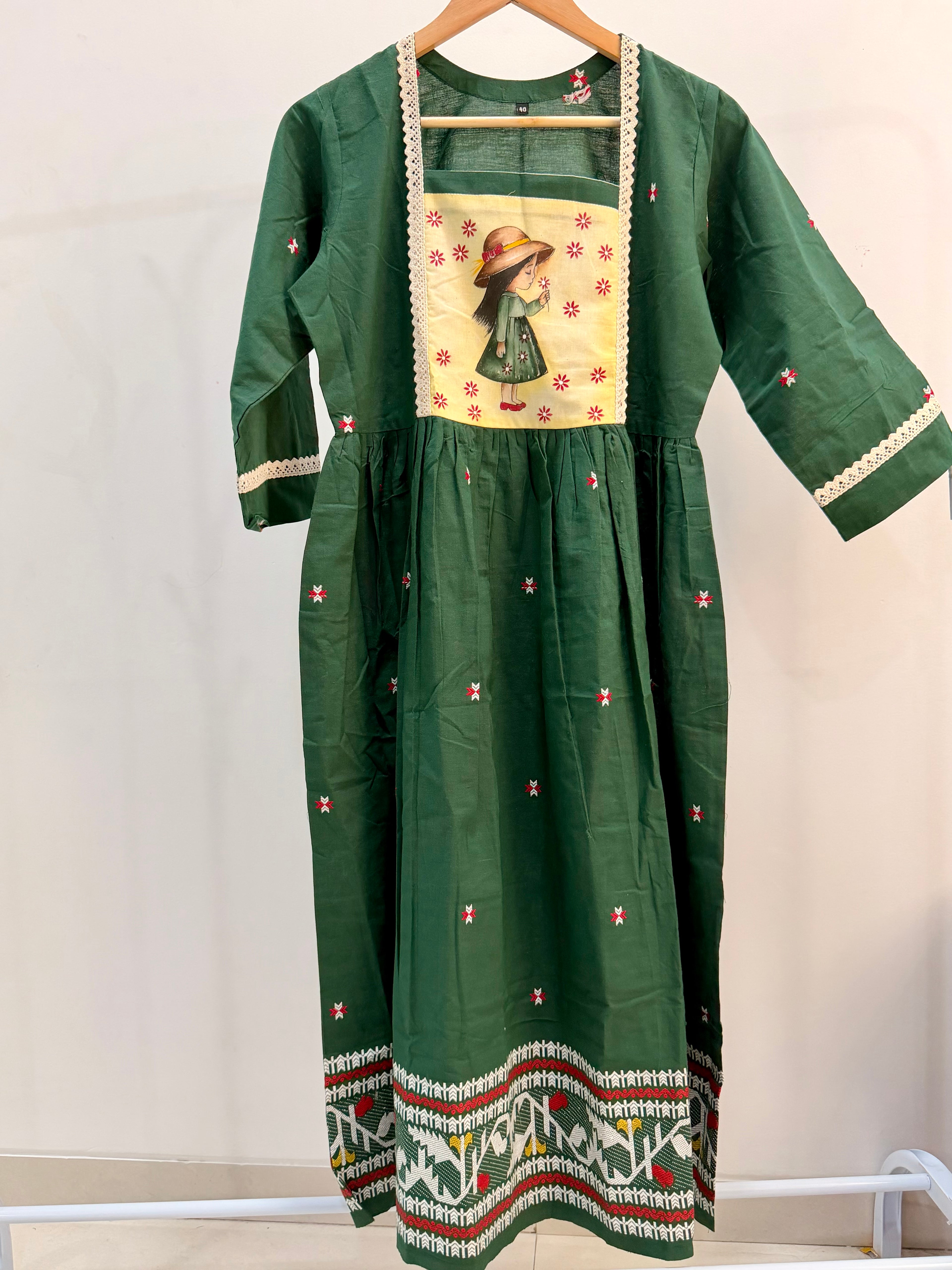 🌿 Forest Green Cotton Dress 🌿