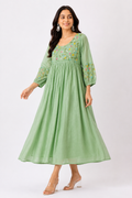 Sage Green Floral  Kota Cotton Dress