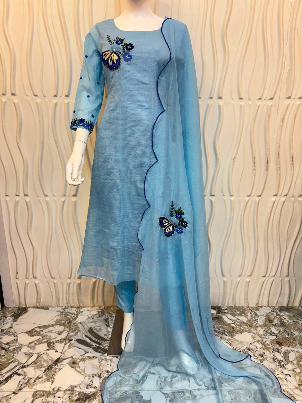 💙 Aarohi Blue 3-Pc Suit Set