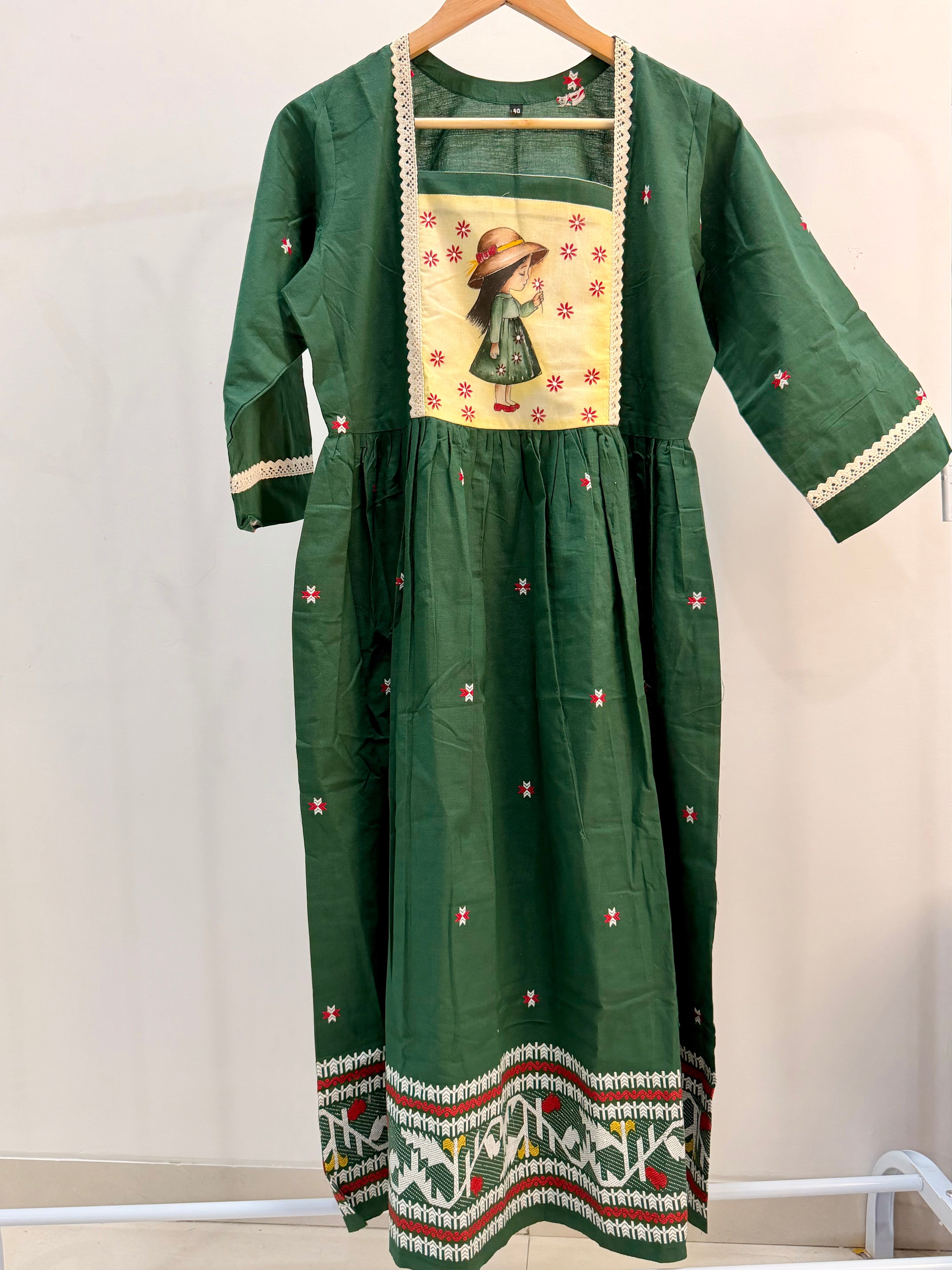 🌿 Forest Green Cotton Dress 🌿