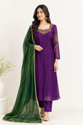🌸 Royal Purple Mul Chanderi 3-Piece Set