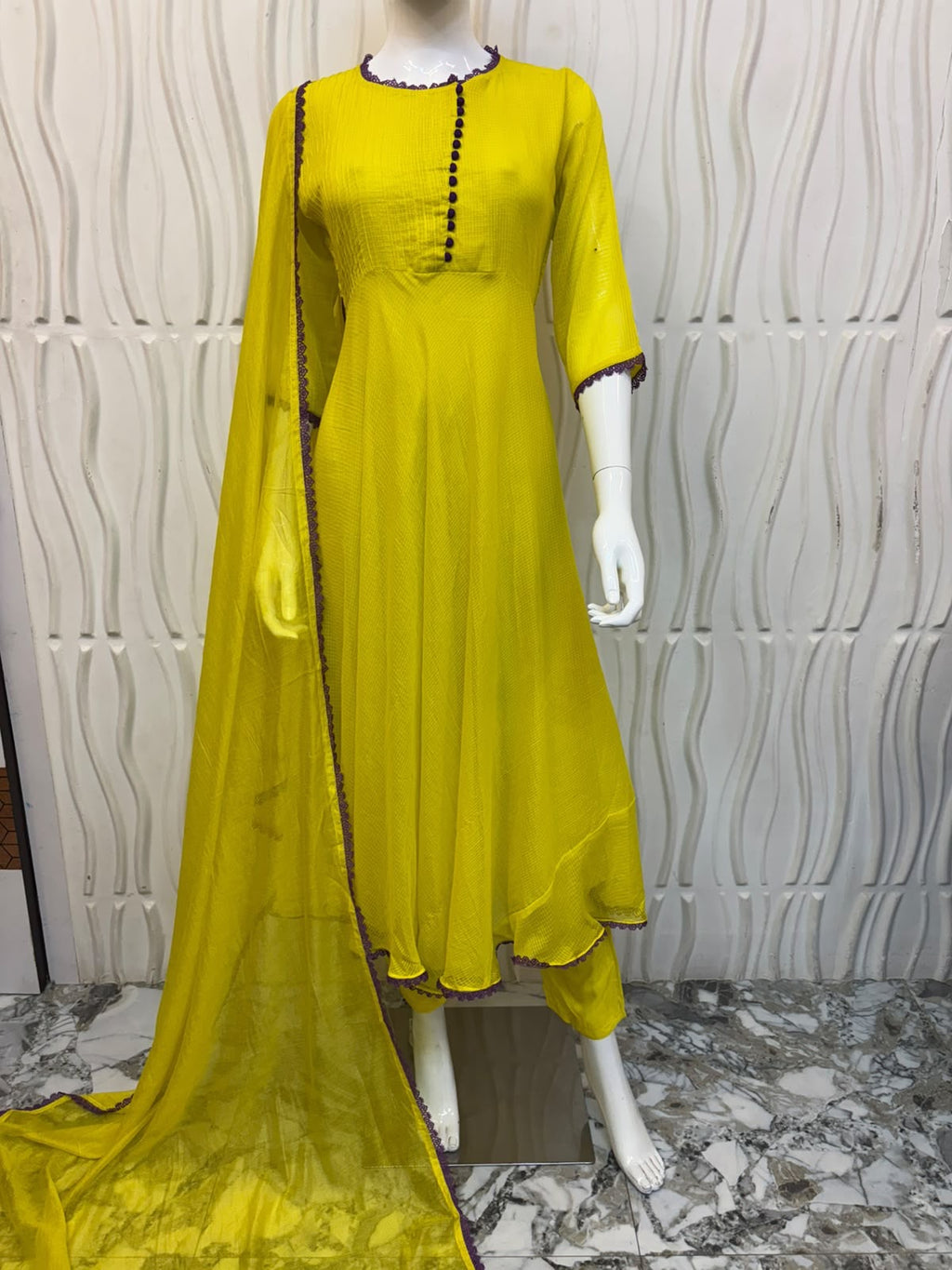 Yellow Anarkali Set