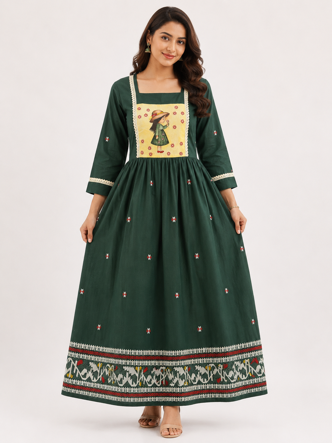 🌿 Forest Green Cotton Dress 🌿