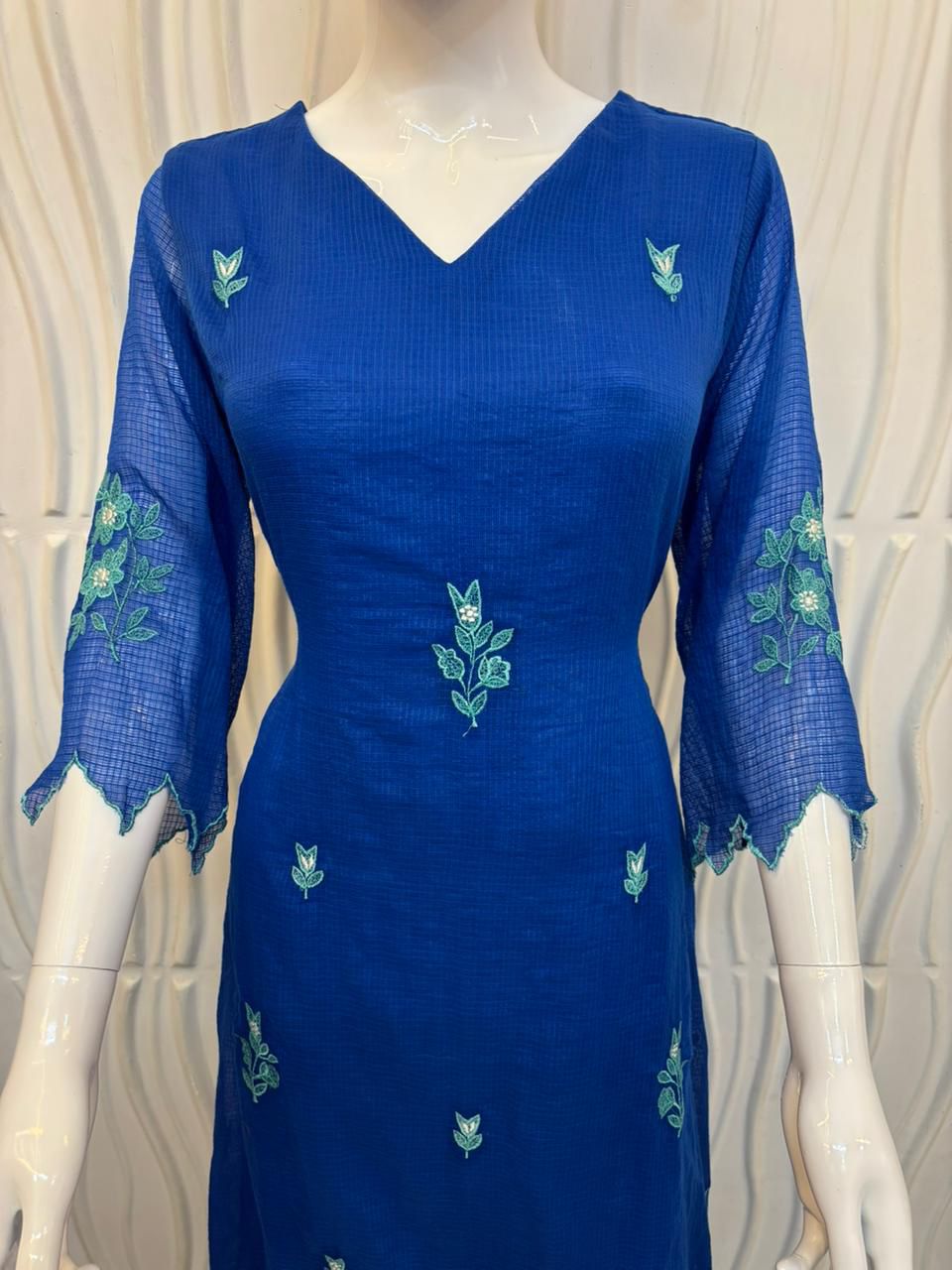 Royal Blue Embroidered Kurti Set